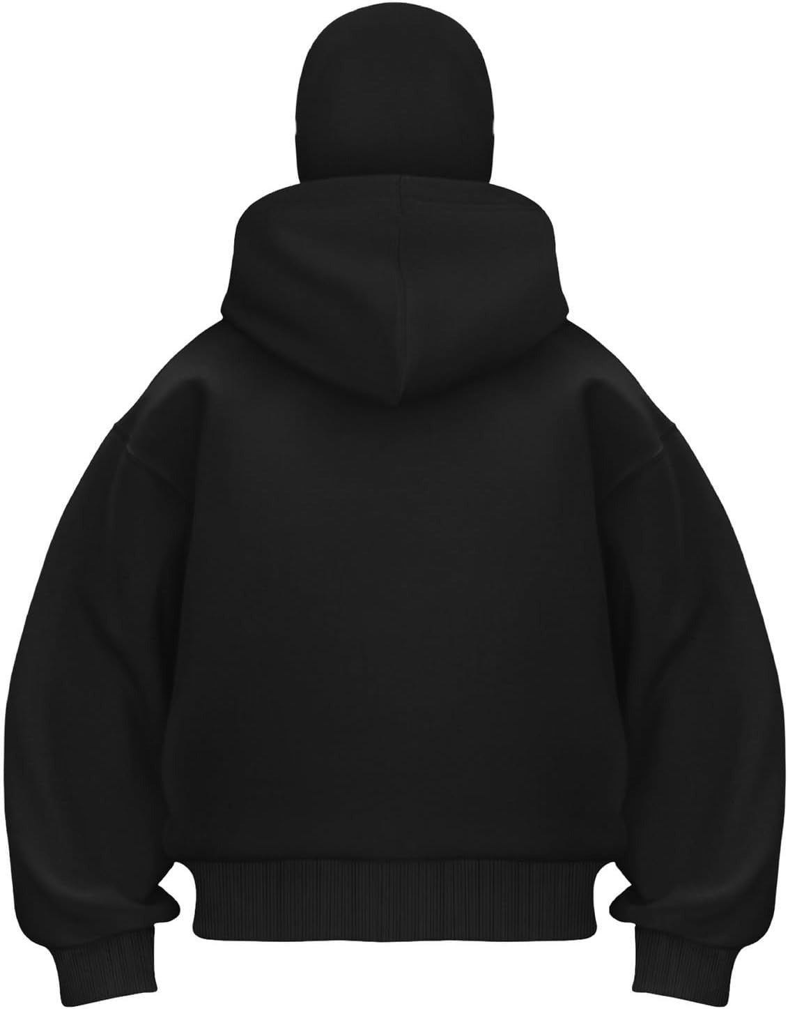 Black Oversize Double Zip Balaclava Hoodie